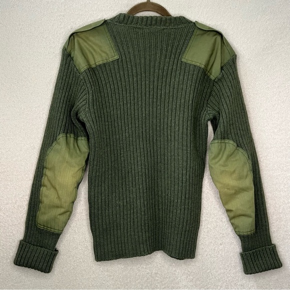 Vintage Military Wool Sweater-Army Olive Green-Made in England-Size 100cm-Vtg- - Picture 7 of 11
